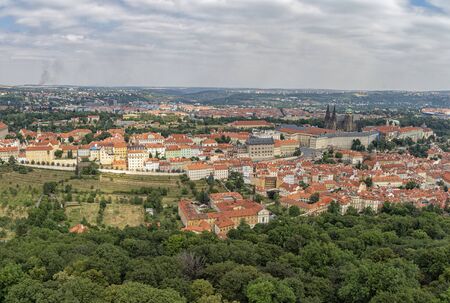 Prague aerial view panorama landscape from castle towerの写真素材