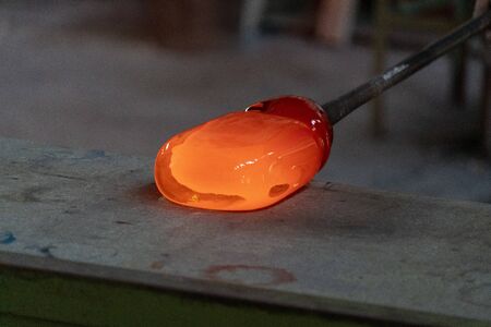 inside Murano glass factory Venice Italy close up detailの写真素材
