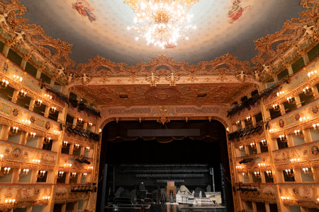 VENICE, ITALY - SEPTEMBER 15 2019 - La Fenice Theater was totally rebuilt after the fire of 1996のeditorial素材