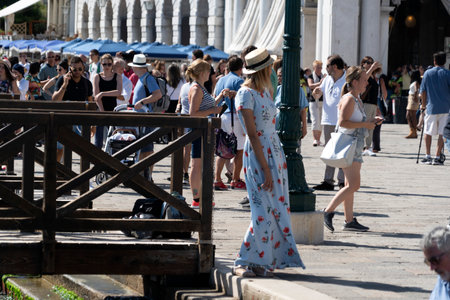 VENICE, ITALY - SEPTEMBER 15 2019 - San marco place full of tourist. Venice is one of the most visited town in the world.のeditorial素材