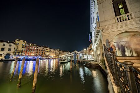 Venice night view cityscape from Rialto bridgeの写真素材