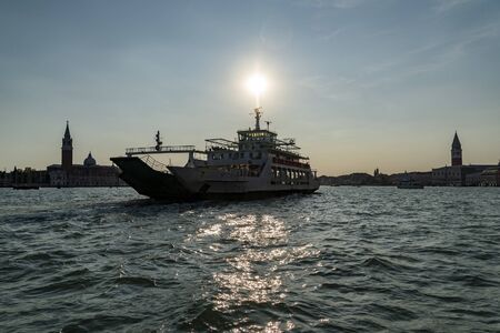 Venice Italy cityscape silhouette at sunset