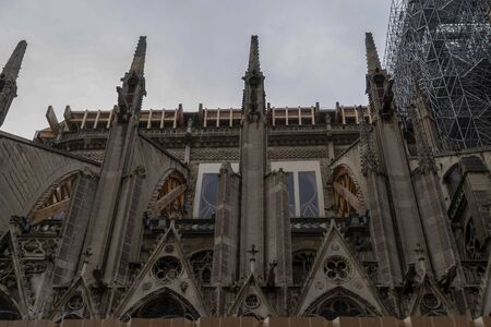 Notre dame paris under restoration detail