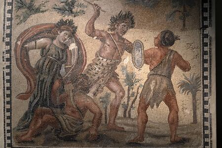 Ancient roman mosaic detail close up