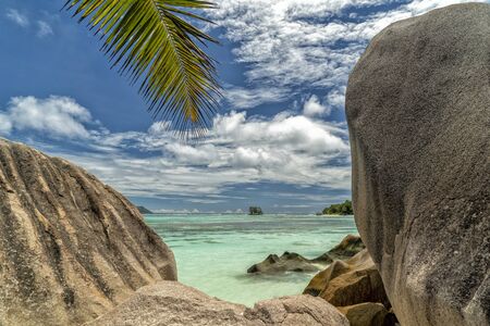 seychelles paradise beach panorama landscapeの写真素材