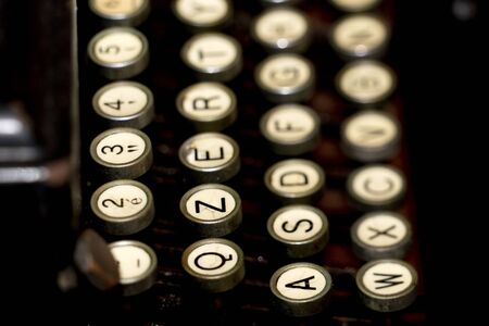 old typewriter rusted and dust covered detail