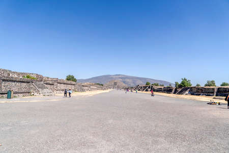 MEXICO CITY, MEXICO - JANUARY 30 2019 - Tourist at Teotihuacan pyramid ancient ruins one of the country most famous and visited archeological sitesのeditorial素材