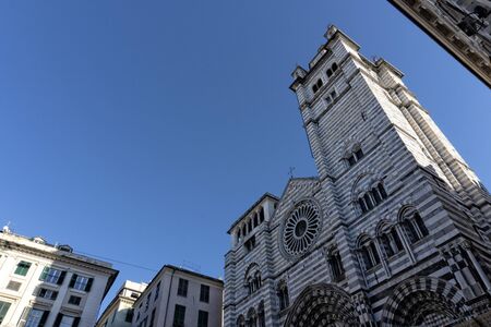 genoa san lorenzo cathedral dome italyの写真素材