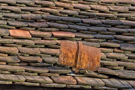 snow stop hook for roof tiles detailの写真素材