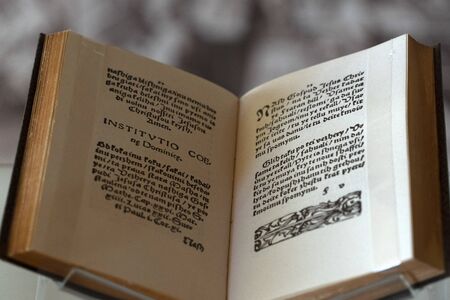 abecedary first book printed in slovenia Old ancient print machine hand press detail