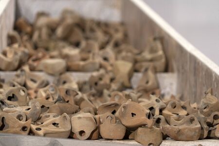 pompei Roman lucerna lamp detail close upの写真素材