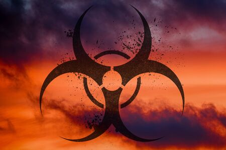 infection bio hazard illustration on polluted air backgroundの写真素材