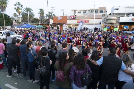 LA PAZ, MEXICO - FEBRUARY 22 2020 - Traditional Baja California Carnival with thousand of people,...