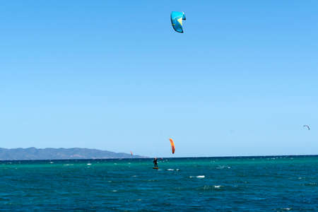 LA VENTANA, MEXICO - FEBRUARY 16 2020 - La Ventana in english the window beach is a super fun for american kite surfersのeditorial素材