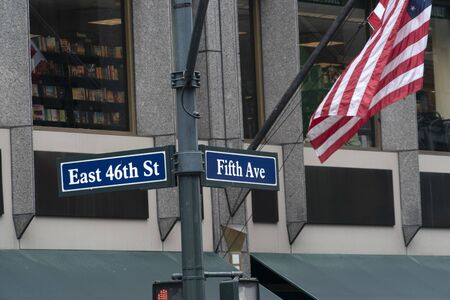 New york little 5th avenue sign easth 46 st