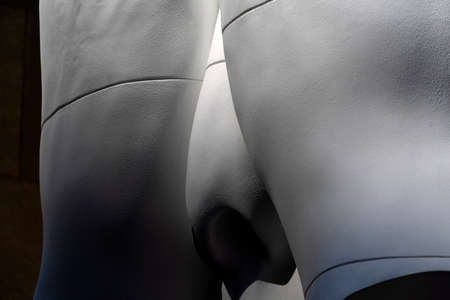 NEW YORK, USA - MAY 5 2019 -  Frieze Sculpture is a art initiative, presented at Rockefeller Center, the white man with hands on eyes is Jaume Plensas Behind the Wallsのeditorial素材