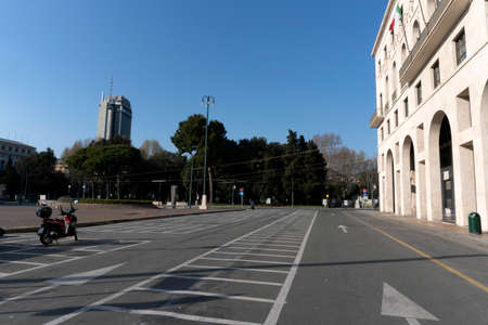 GENOA, ITALY - APRIL 5 2020 - Downtown streets are desert due to coronavirus covid19 quarentine...