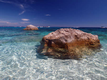 Seagull bay baia dei gabbiani beach sardinia view panorama crystal blue watersの写真素材