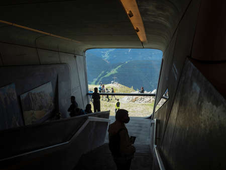 PLAN DE CORONES, ITALY - AUGUST 4 2020 - MMM Corones on Kronplatz between the Puster and Gader Valleys is devoted to the supreme discipline of mountaineering: the Trad Adventure Alpinism on which Reinhold Messner has left his mark.のeditorial素材