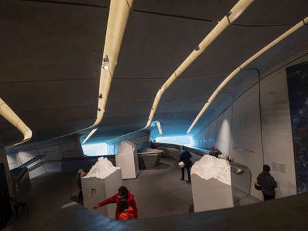 PLAN DE CORONES, ITALY - AUGUST 4 2020 - MMM Corones on Kronplatz between the Puster and Gader...