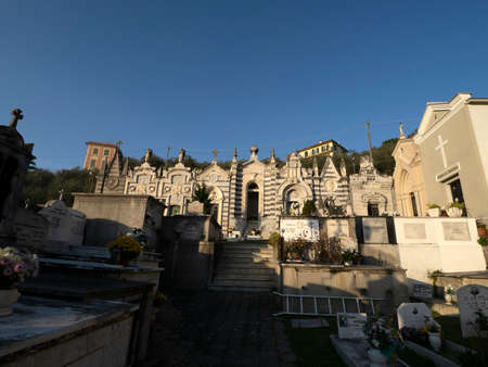 Fieschi church basilica cemetery in Lavagna Italyのeditorial素材