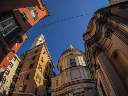 saint george church genoa historic palace and buildings in old town view