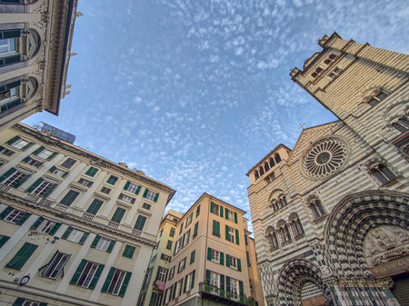 san lorenzo place view genoa italy 360 degreesの写真素材