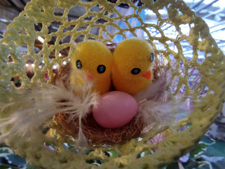 chick Easter eggs and decorations detail