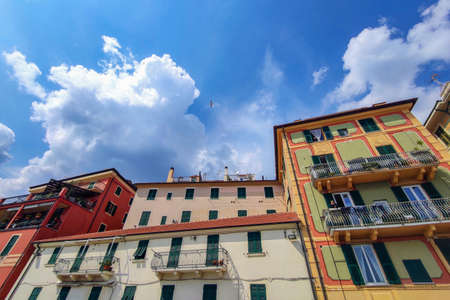 varazze medieval old village painted houses by the sea in liguria italyの写真素材