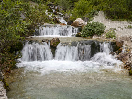 fanes creek dolomites mountains panorama landscapeの写真素材