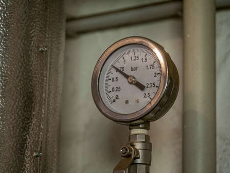 Distillery pressure gauge close up detail