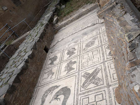 bath complex mosaic old ancient ostia archeological site ruinsの写真素材