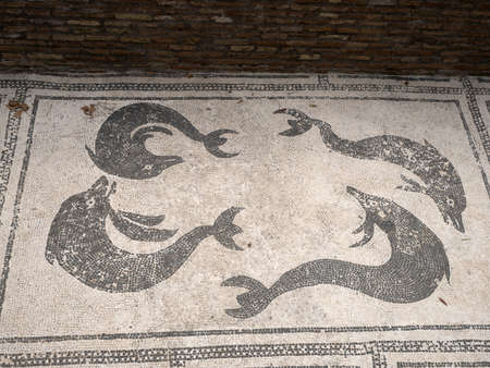 bath complex mosaic old ancient ostia archeological site ruinsの写真素材