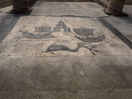 commercial activities mosaic corporation old ancient ostia archeological site ruinsの写真素材