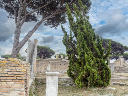 old ancient ostia archeological site ruinsの写真素材