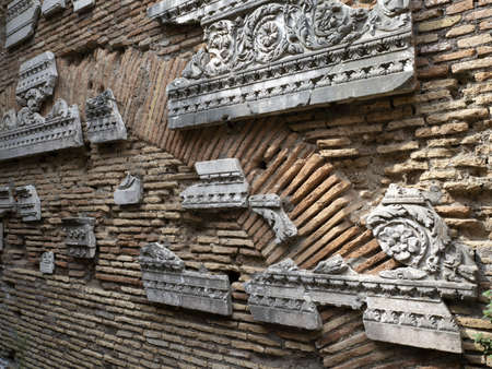 old ancient ostia archeological site ruins theaterの写真素材