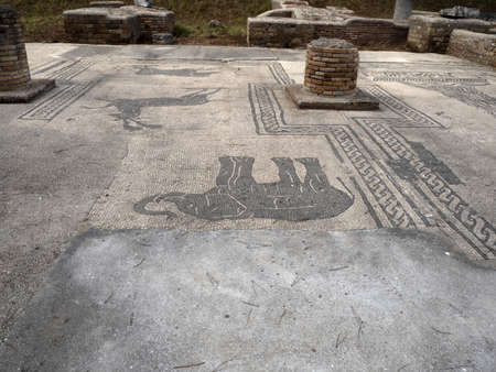 commercial activities mosaic corporation old ancient ostia archeological site ruinsの写真素材