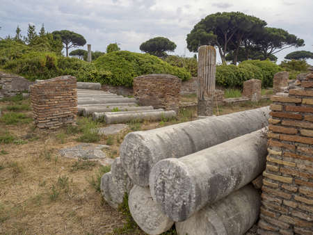 old ancient ostia archeological site ruinsの写真素材