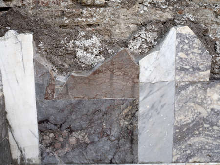 old ancient ostia archeological site ruins marble wallの写真素材