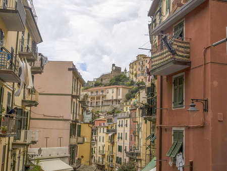 riomaggiore cinque terre pictoresque village liguria italyの写真素材