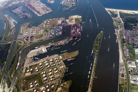 Rotterdam Holland oil depot aerial view panoramaの写真素材
