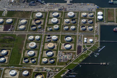 Rotterdam Holland oil depot aerial view panoramaの写真素材