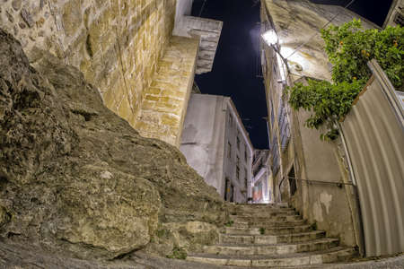 Lisbon city walls night view cityscapeの写真素材