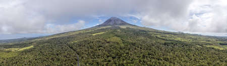 pico island azores volcano aerial view panoramaの写真素材