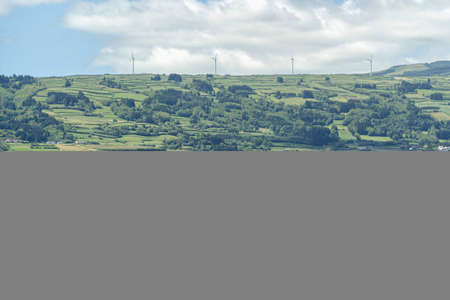 faial island azores cliff view from the sea landscapeの写真素材
