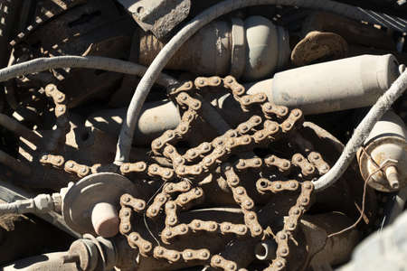 old abandoned car parts in junkyard in San Juanico Mexico Baja California Sur