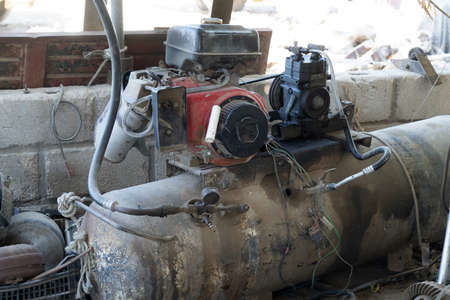 old rusted air compressor in baja california sur mexicoの写真素材