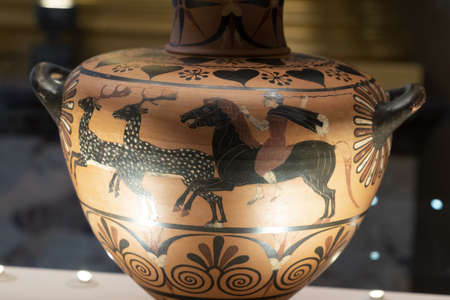 Etruscan painted water jar detailの写真素材