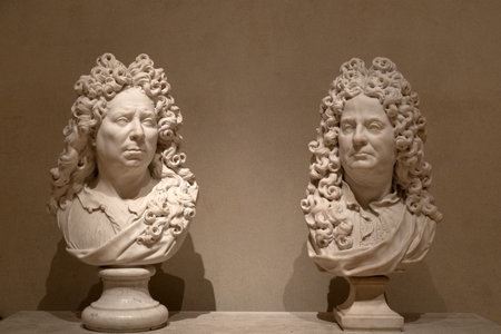 Noble french man marble bust statue detailの写真素材