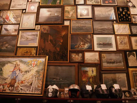 GENOA, ITALY - DECEMBER 25 2021 - People leaving votive offering to Madonna della Guardia sanctuary on Genoa hill church cathedral by grace received miracleのeditorial素材